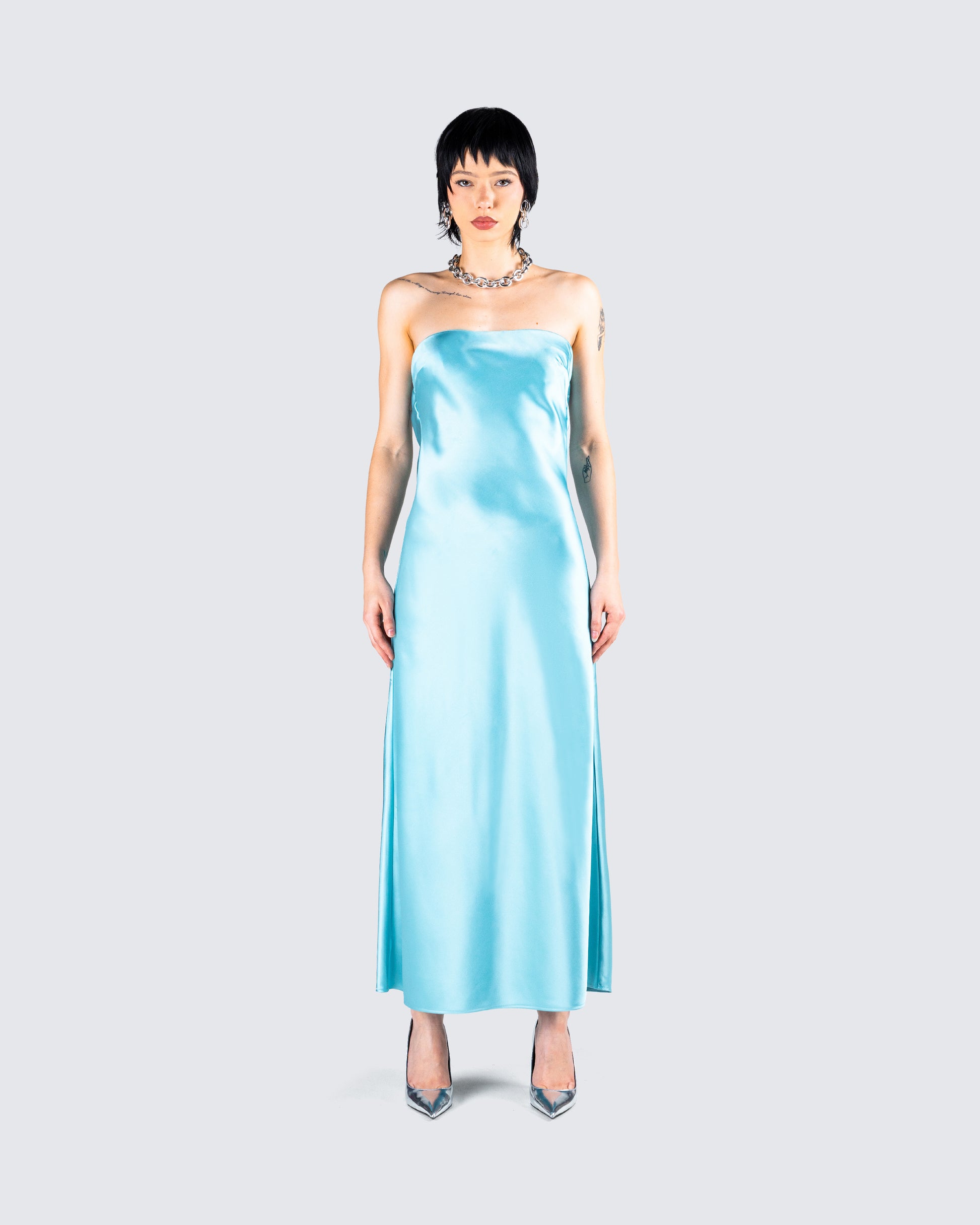 Aqua Blue Strapless Mini Dress Aqua Blue Strapless Mini Dress