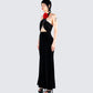 Nala Black Rhinestone Velvet Gown