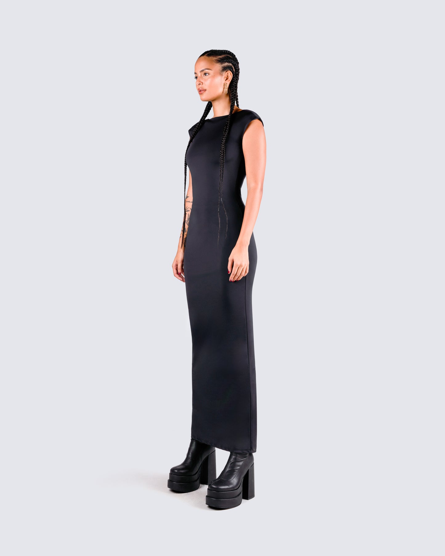 Kath Black Jersey Backless Dress