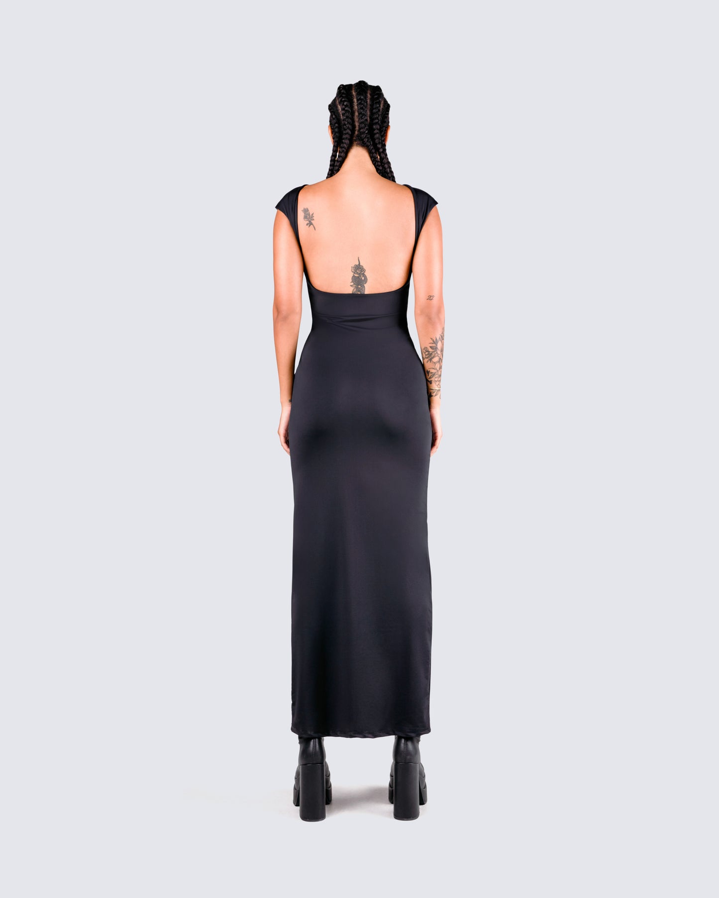 Kath Black Jersey Backless Dress