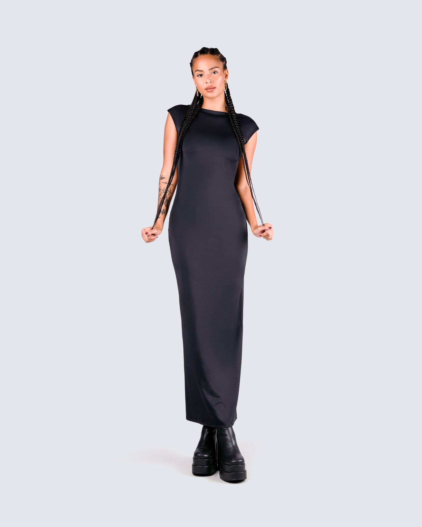 Kath Black Jersey Backless Dress