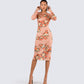 Gardenia Rose Print Mesh Midi Dress