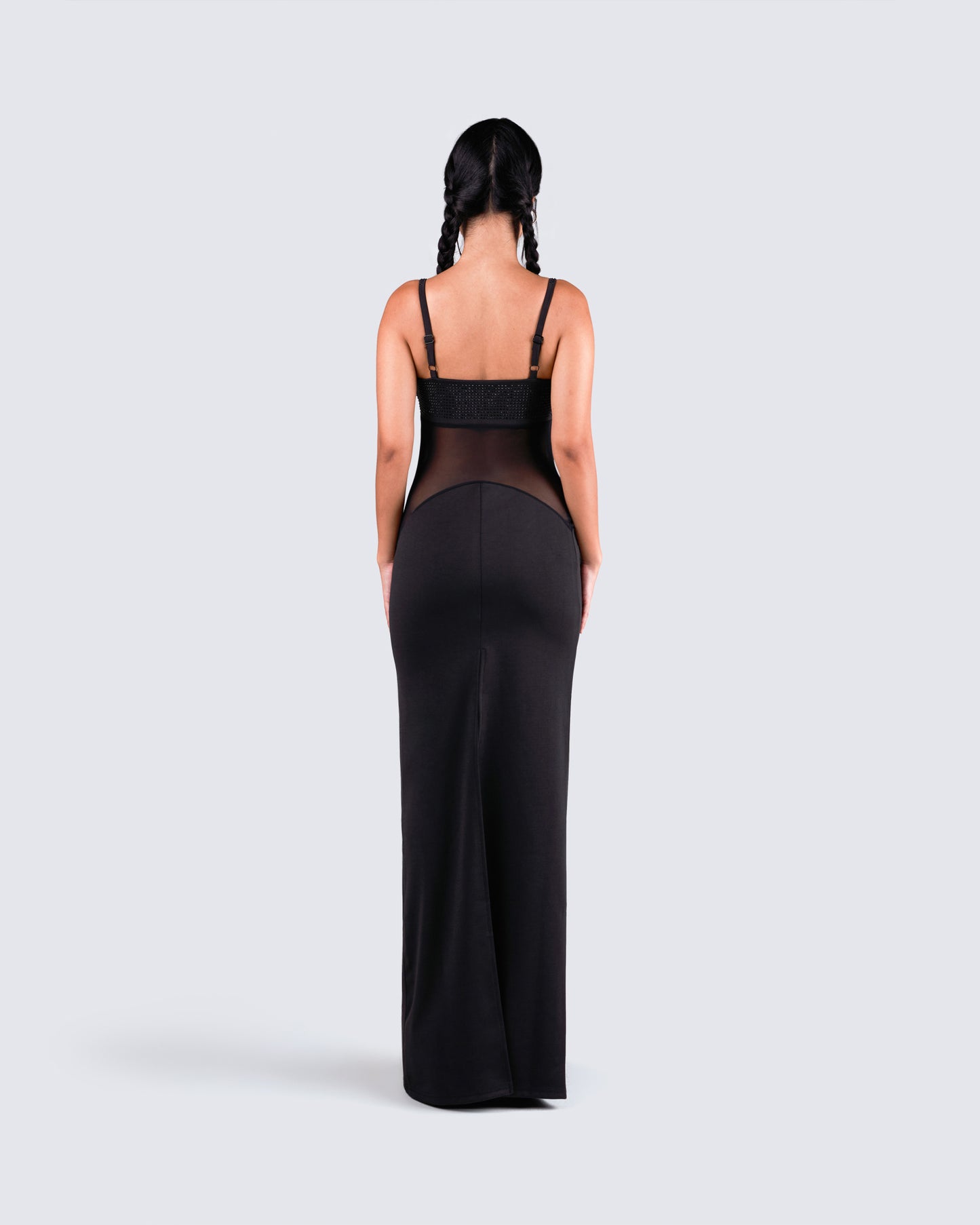 Tahlia Black Rhinestone Maxi Dress