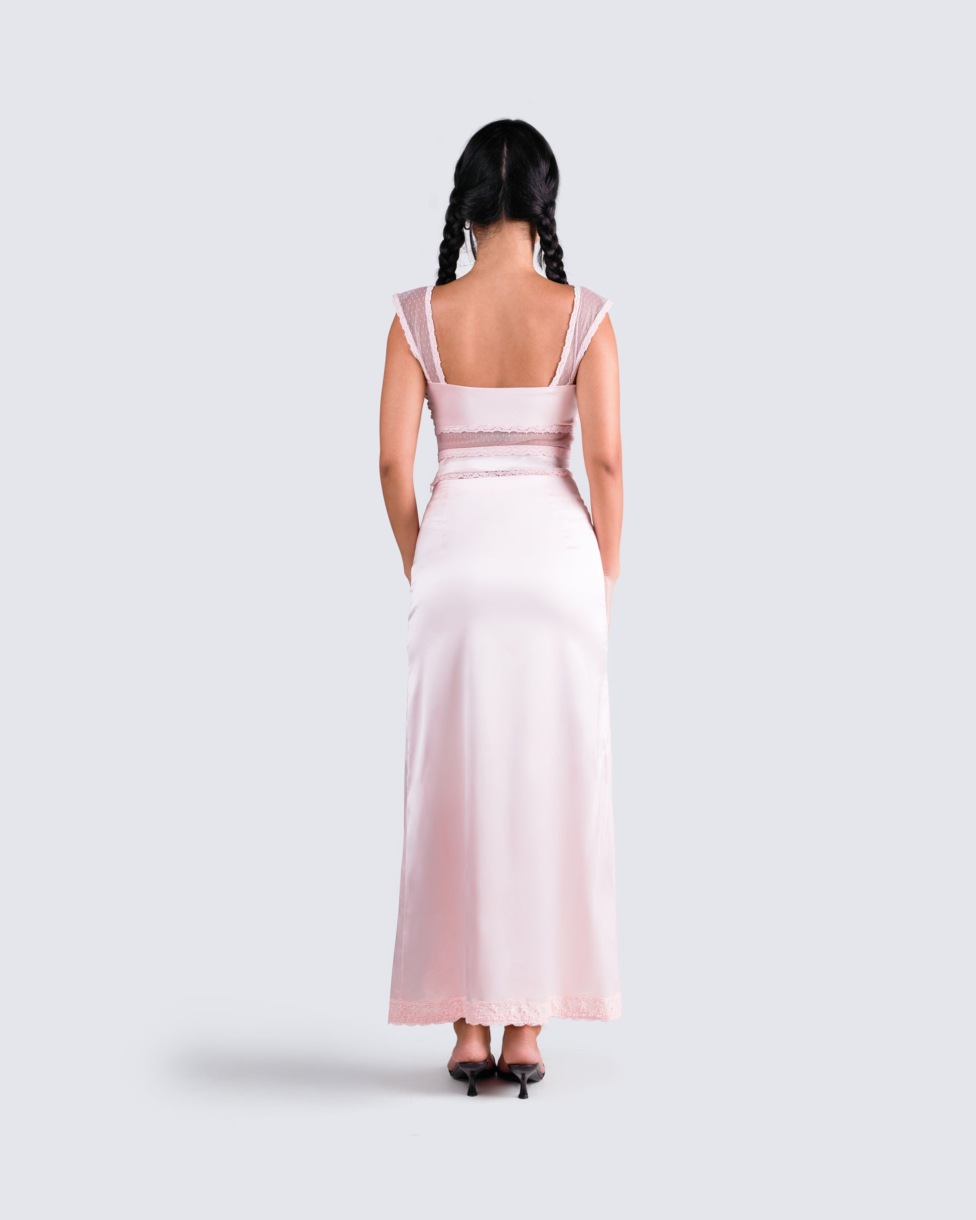 pink satin two piece dress Carina Powder Pink Two Piece Dress Ready to Ship