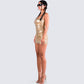 Saira Metallic Gold Drape Dress