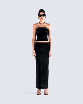 Ayla Mixed Scarves Ruffled Maxi Skirt Green