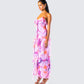 Kenya Pink Floral Ruffle Maxi Dress