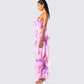 Kenya Pink Floral Ruffle Maxi Dress