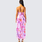 Kenya Pink Floral Ruffle Maxi Dress