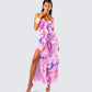 Kenya Pink Floral Ruffle Maxi Dress