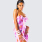 Kenya Pink Floral Ruffle Maxi Dress