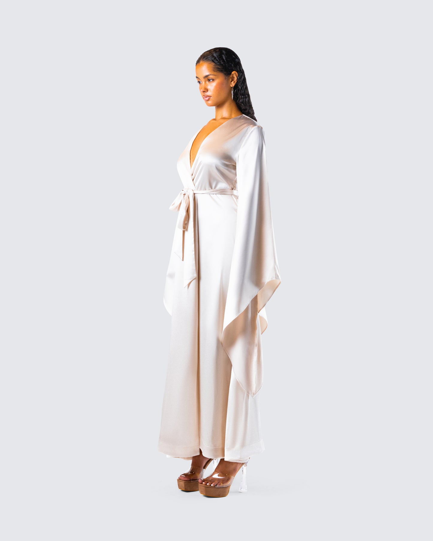 Cressida Ivory Satin Maxi Robe