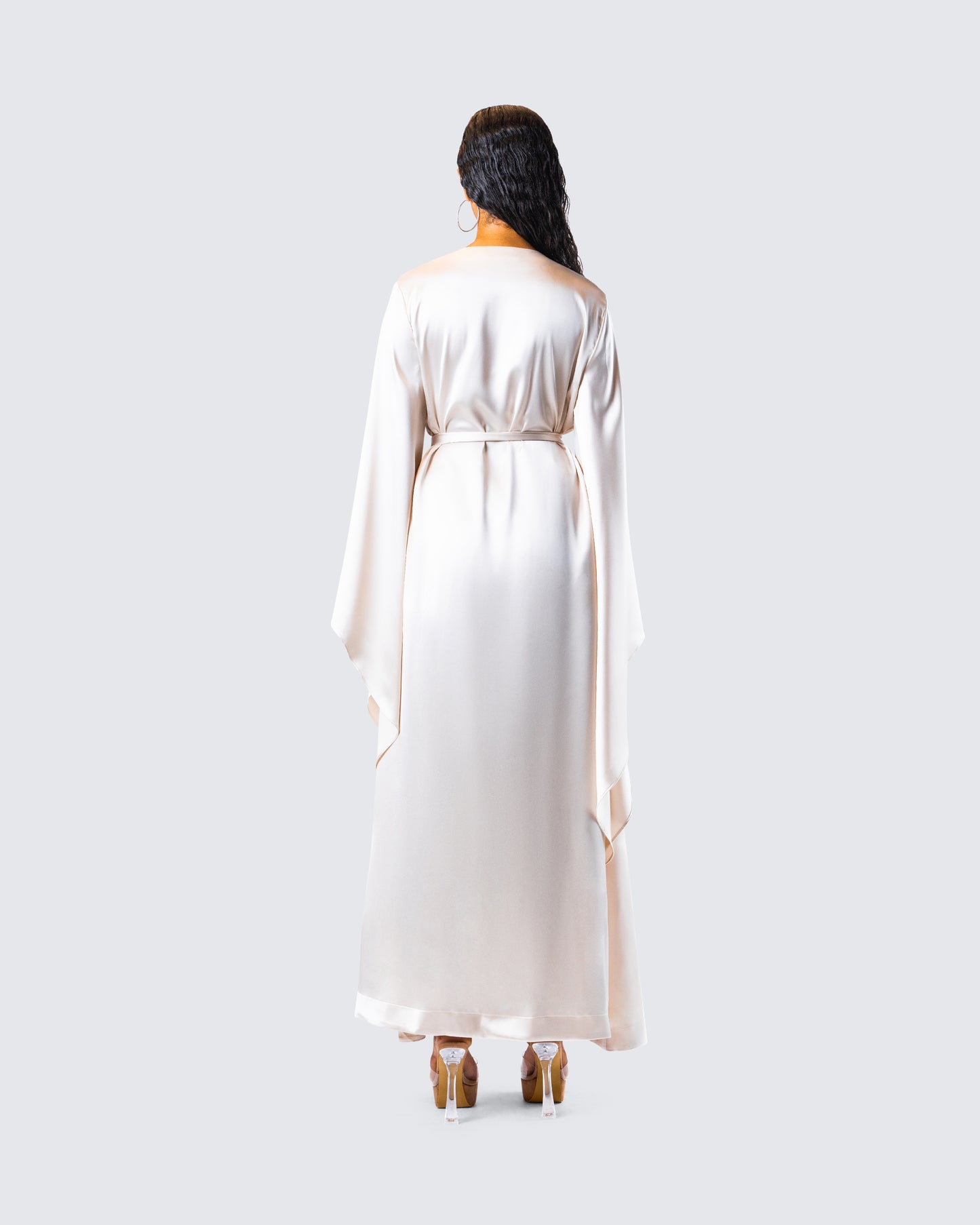 Cressida Ivory Satin Maxi Robe