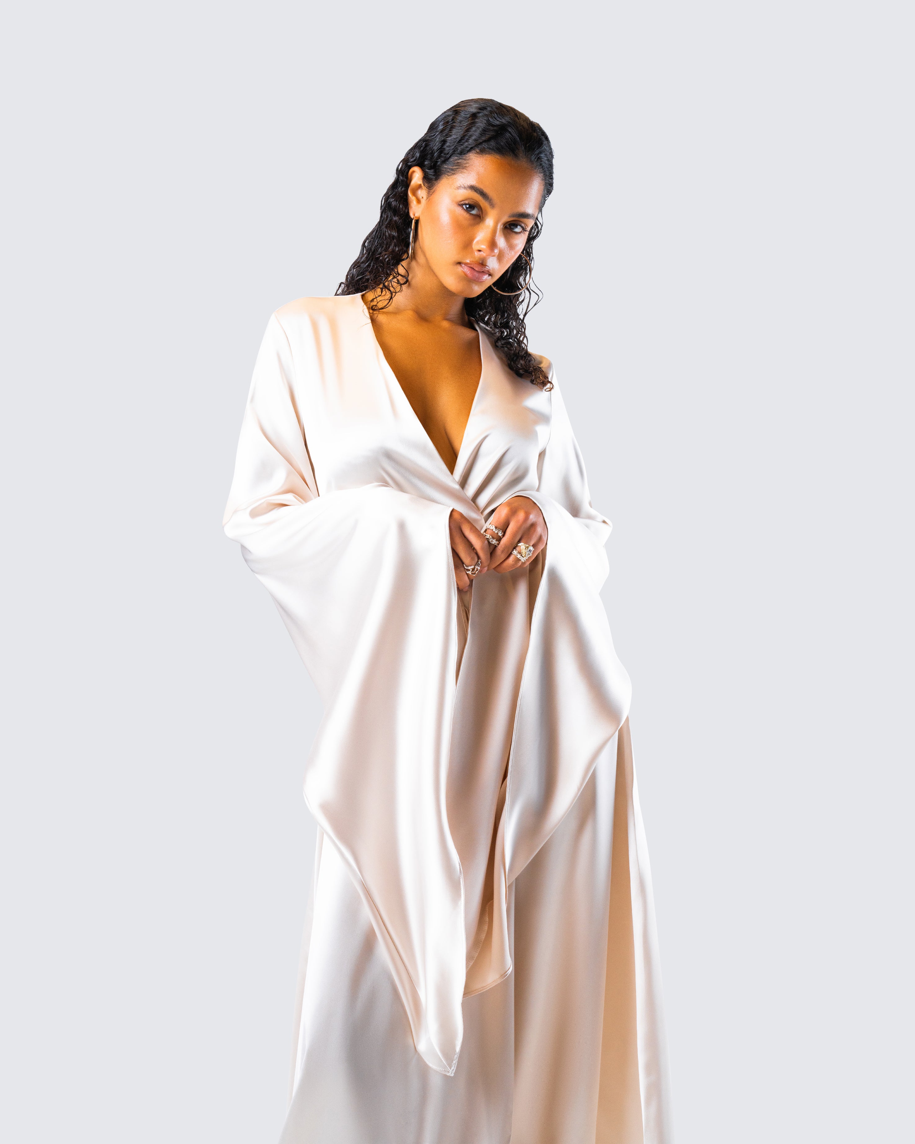 Ivory silk robe hotsell