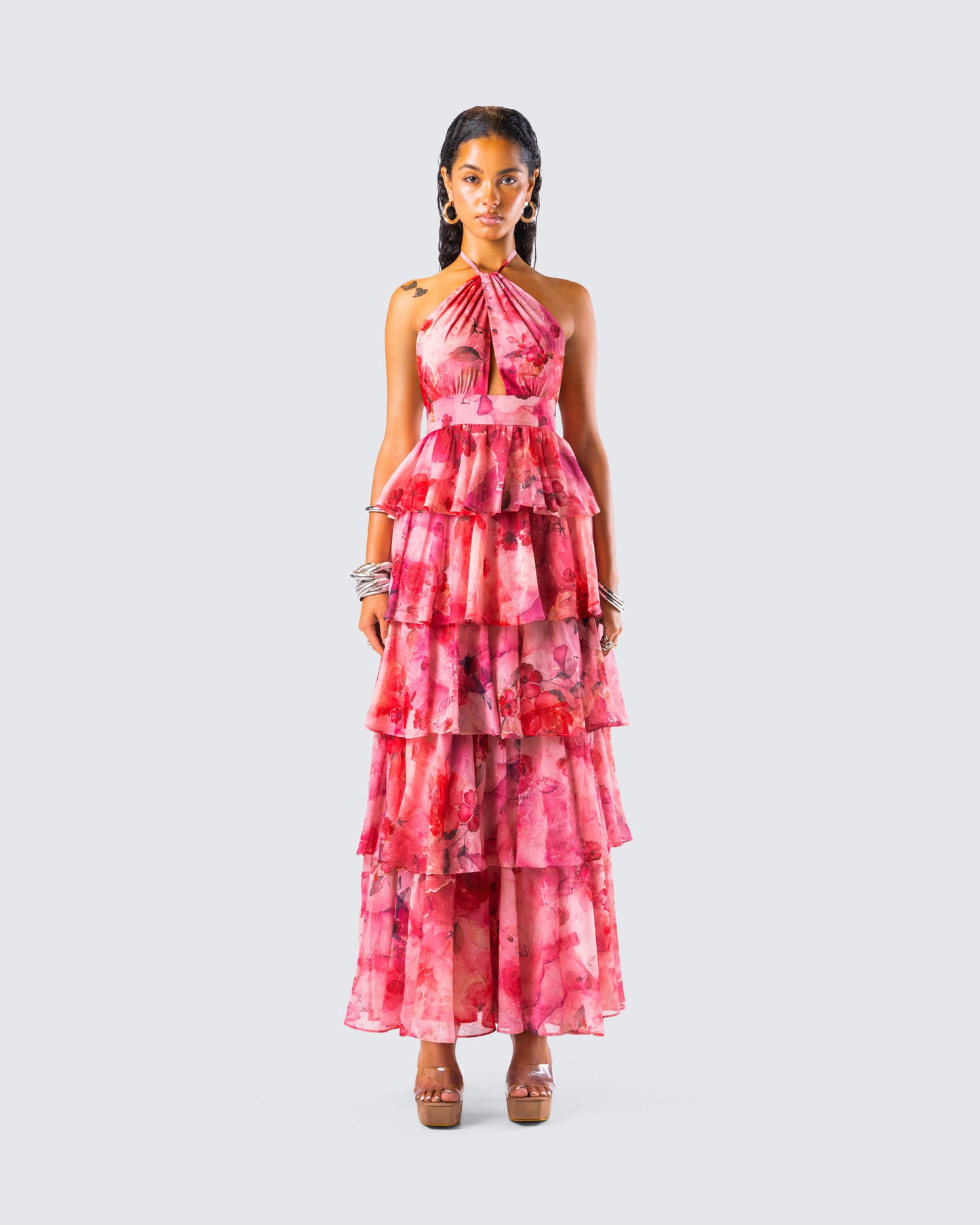 Caprice Pink Floral Maxi Dress