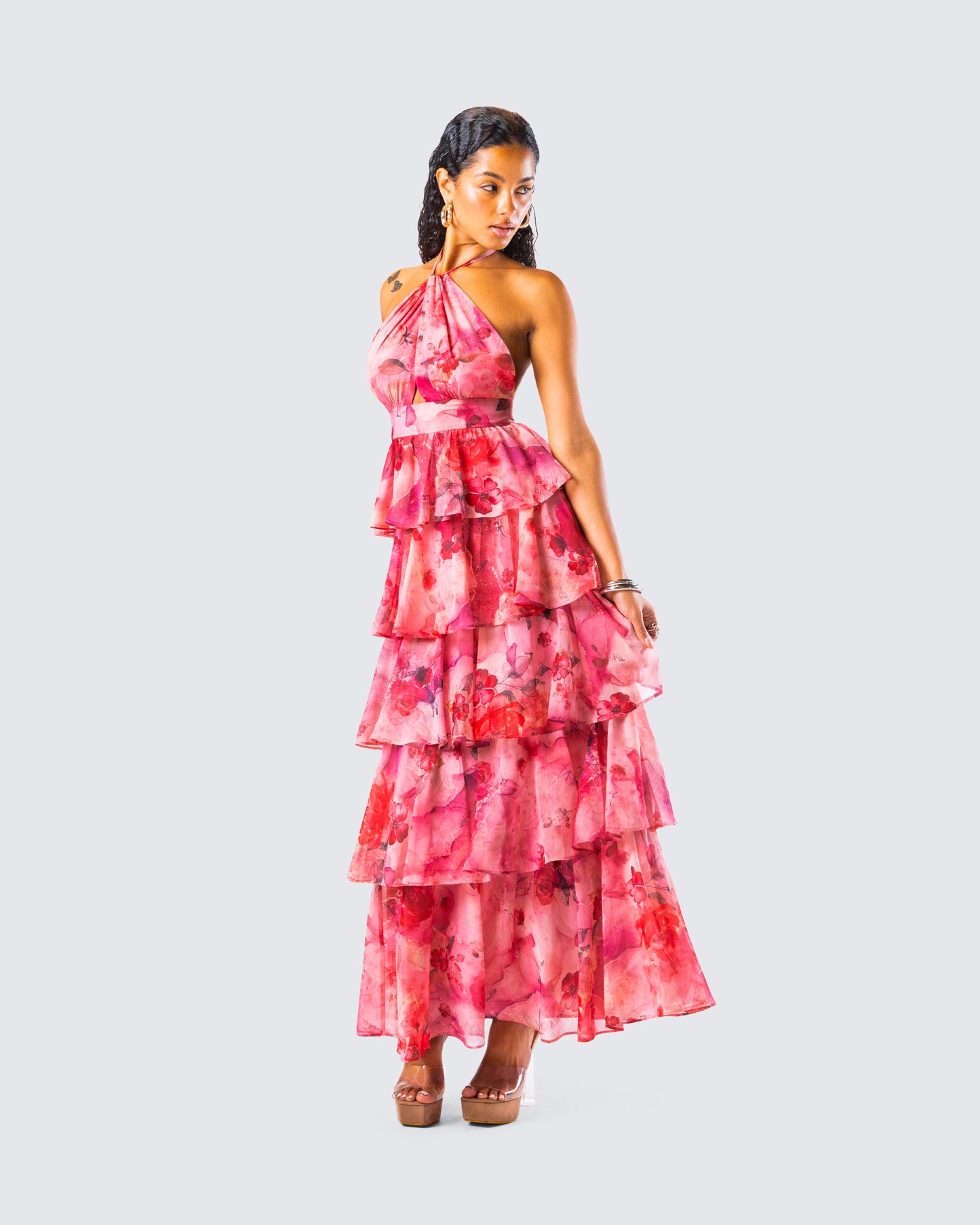 Caprice Pink Floral Maxi Dress