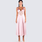 Saba Pink Satin Lace Midi Dress