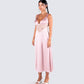 Saba Pink Satin Lace Midi Dress