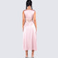 Saba Pink Satin Lace Midi Dress