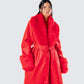 Willa Red Vegan Fur Leather Coat