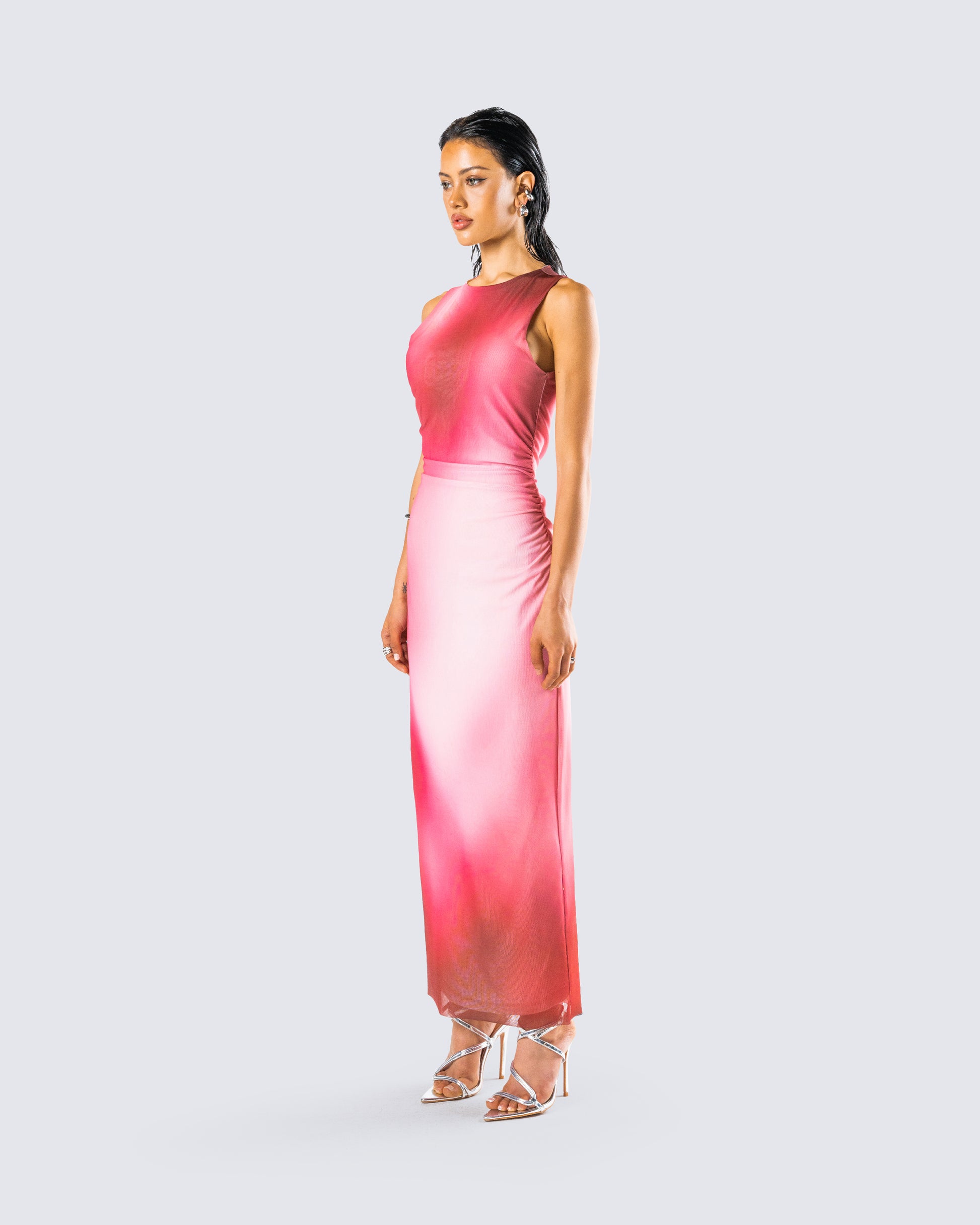 pink red ombre dress Palette At Night Maxi Dress Pink Ombre