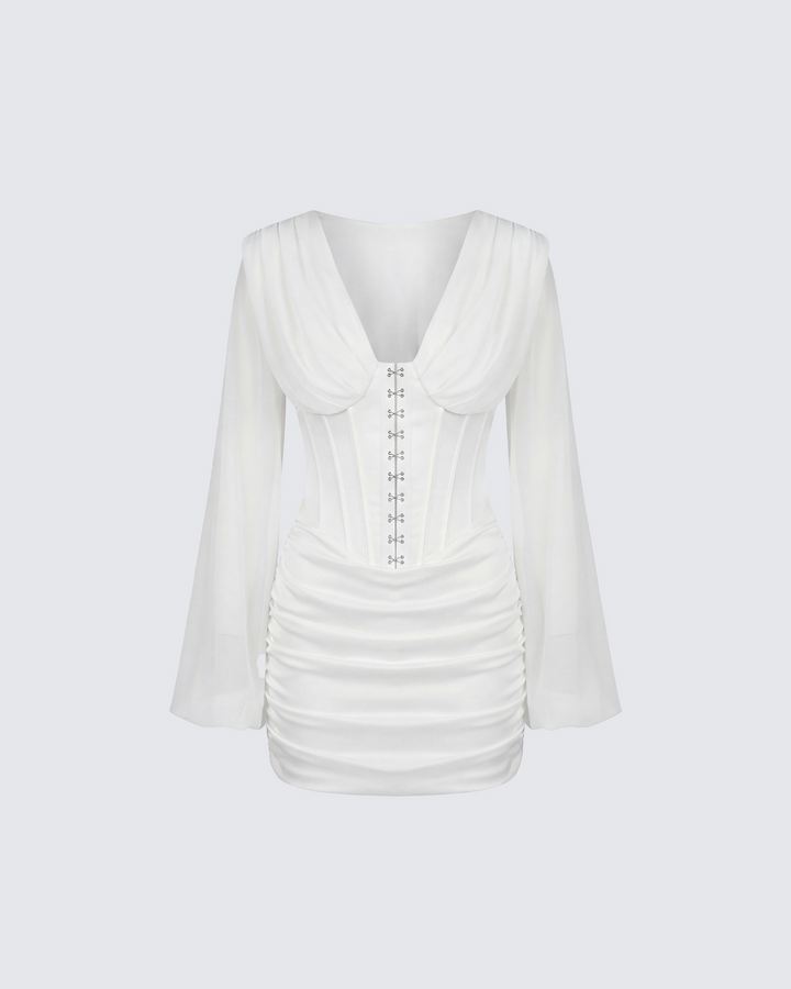 Dalia Ivory Satin Corset Mini Dress
