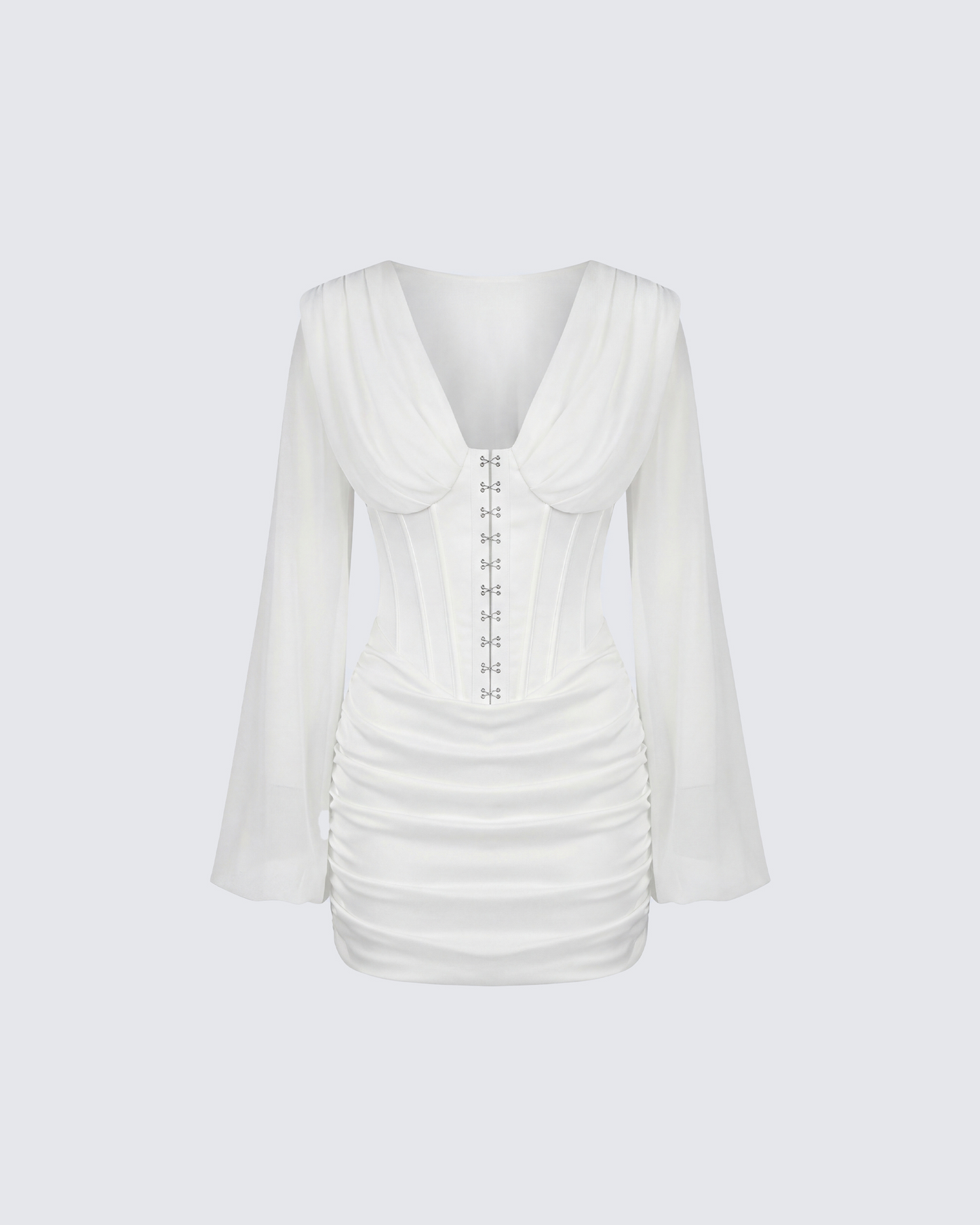 Dalia Ivory Satin Corset Mini Dress product front