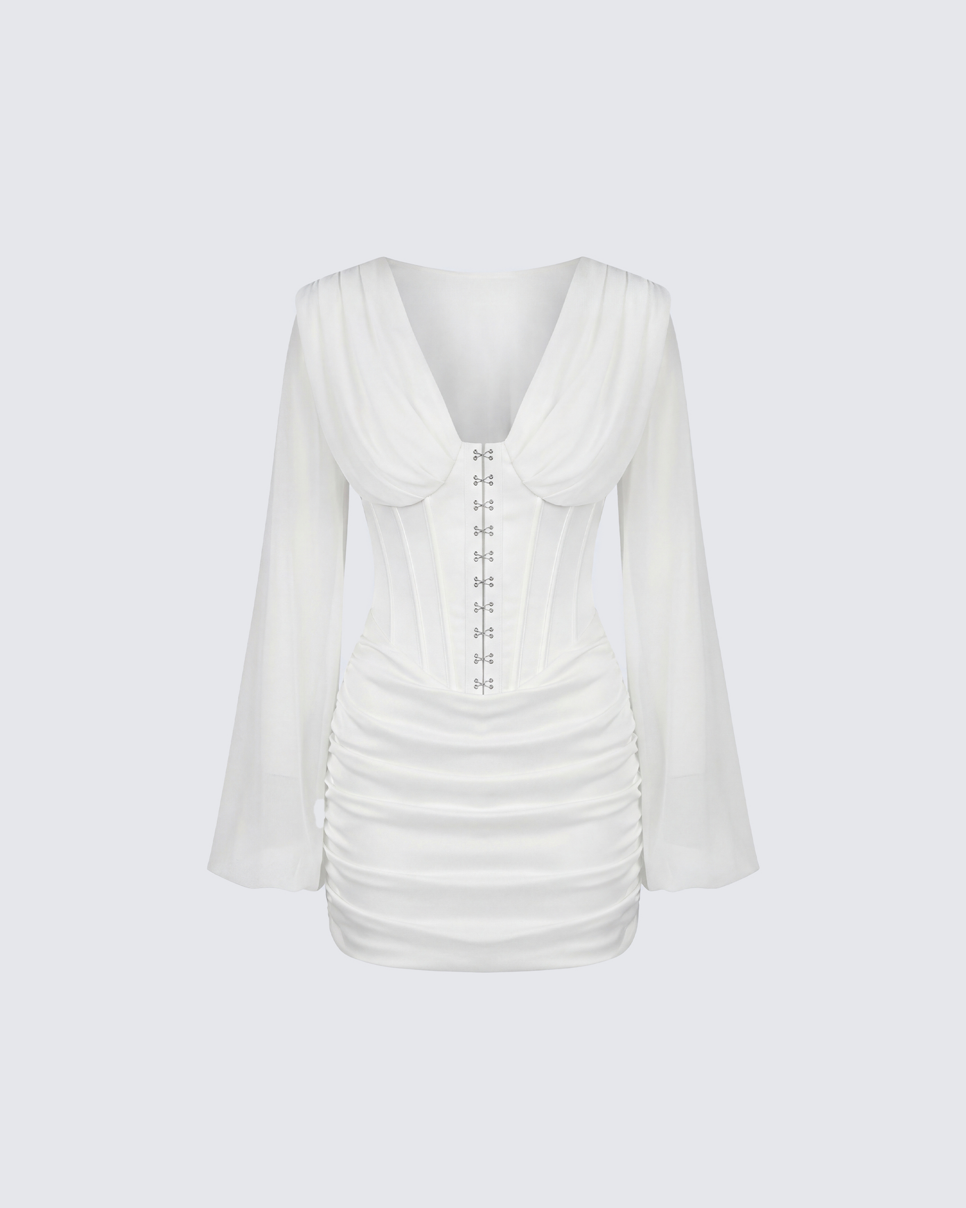 Dalia Ivory Satin Corset Mini Dress product front
