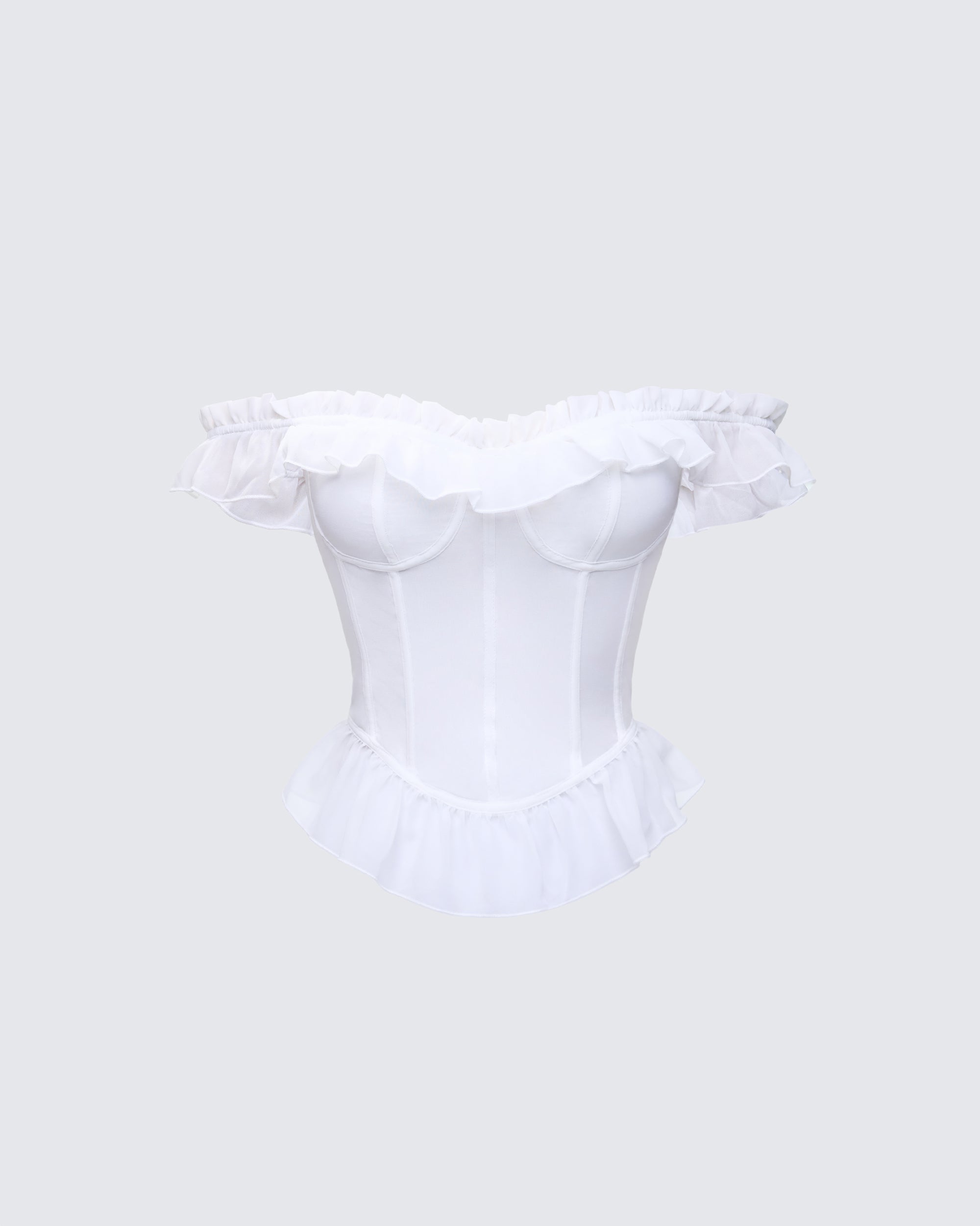 Dorissa White Off Shoulder Bustier – FINESSE