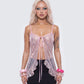 Ebba Pink Sequin Sheer Cami Top model front