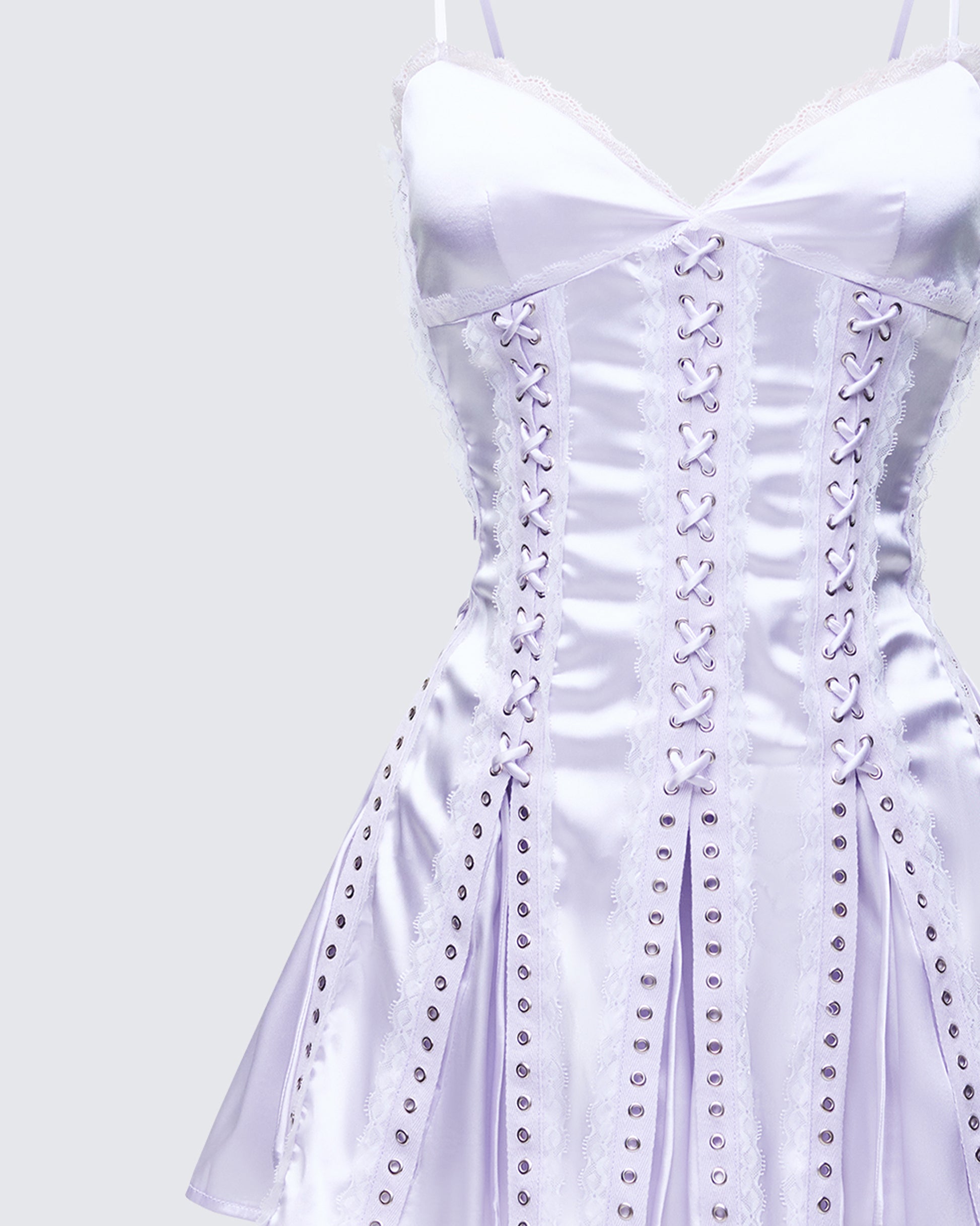Effie Silver Satin Lace Up Mini Dress Effie Silver Satin Lace Up Mini Dress