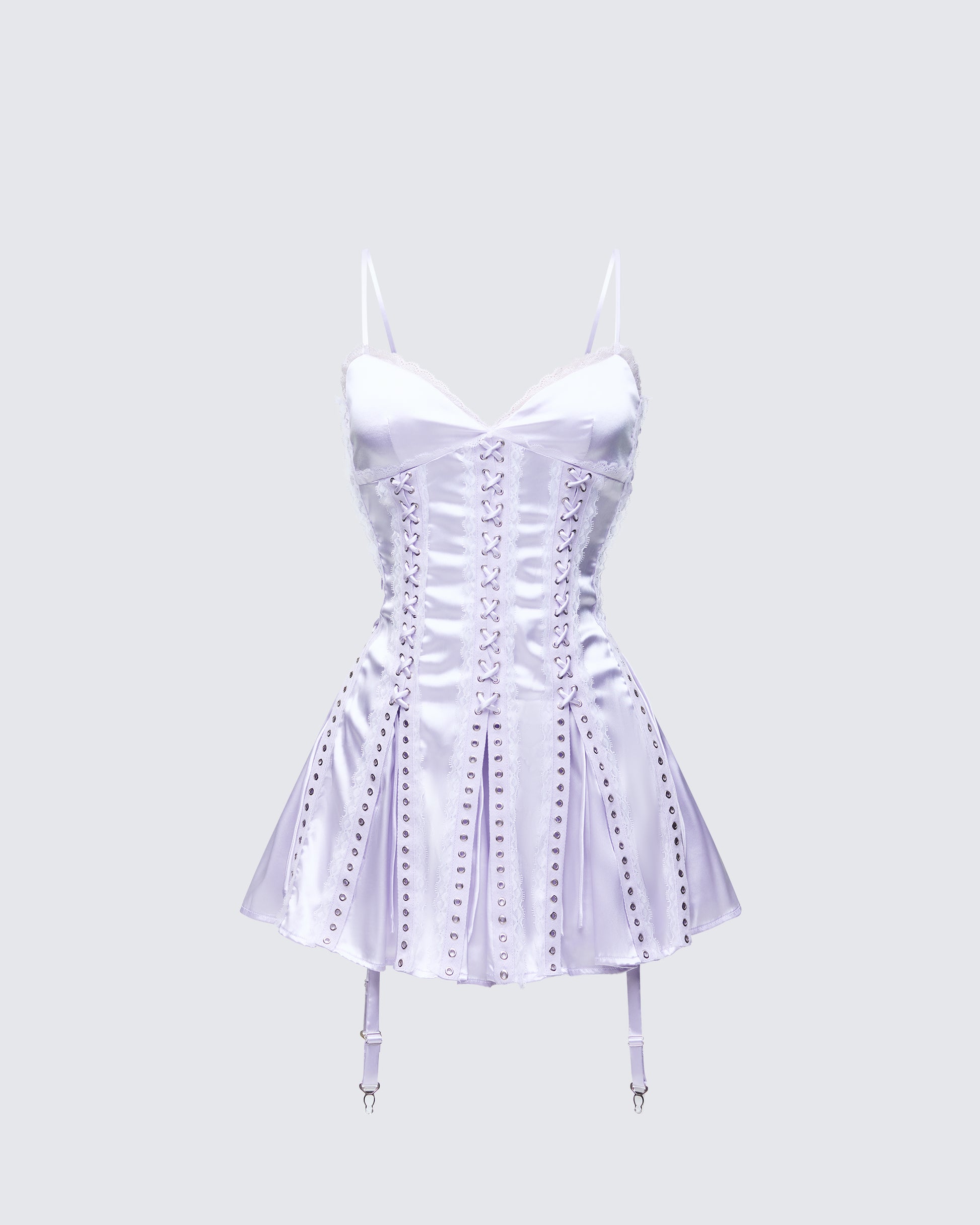 Lavender Satin Corset Mini Dress - Lace Up Party FINESSE Lavender Satin Corset Mini Dress - Lace Up Party FINESSE