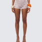 Efia Pink Lace Micro MinI Shorts model front
