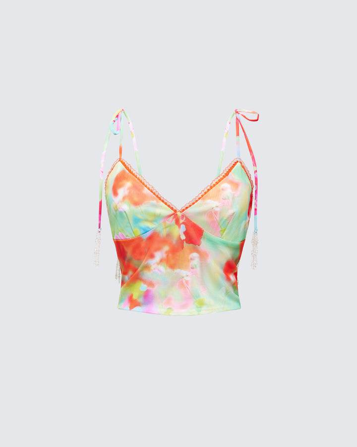 Eira Multi Print Embellished Cami Top product front