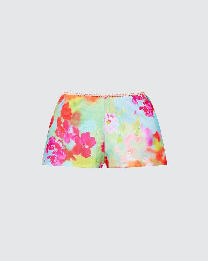 Eira Multi Printed Mesh Micro Shorts product front