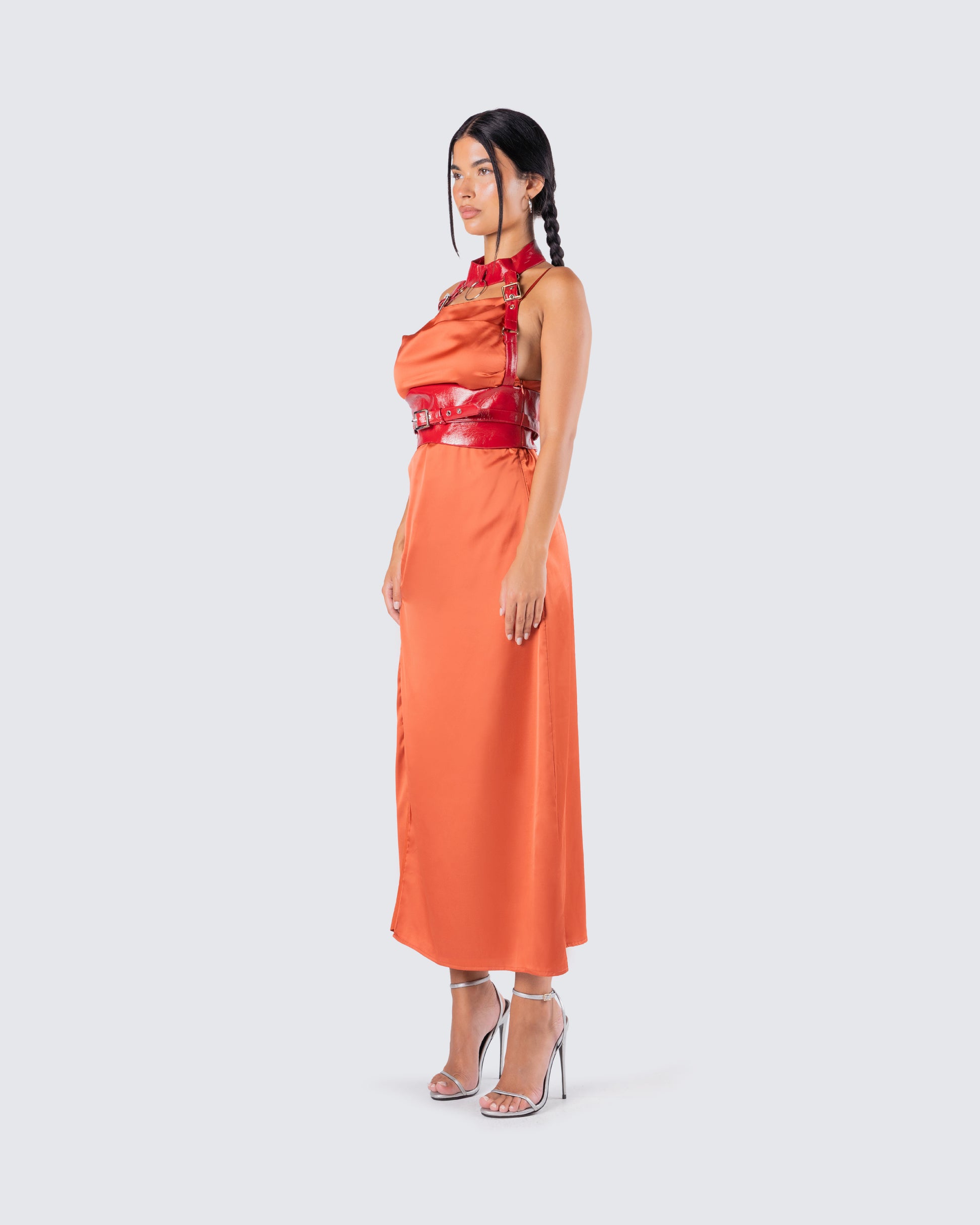 Orange Satin Corset Dress Set Orange Satin Corset Dress Set