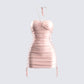 Elara Pink Satin Laced Mini Dress
