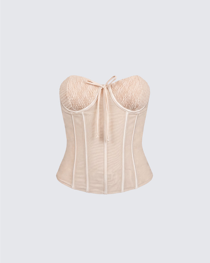 Eleanora Nude Mesh Corset Top
