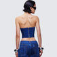 Electra Blue Denim Lace Up Corset