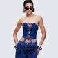 Electra Blue Denim Lace Up Corset