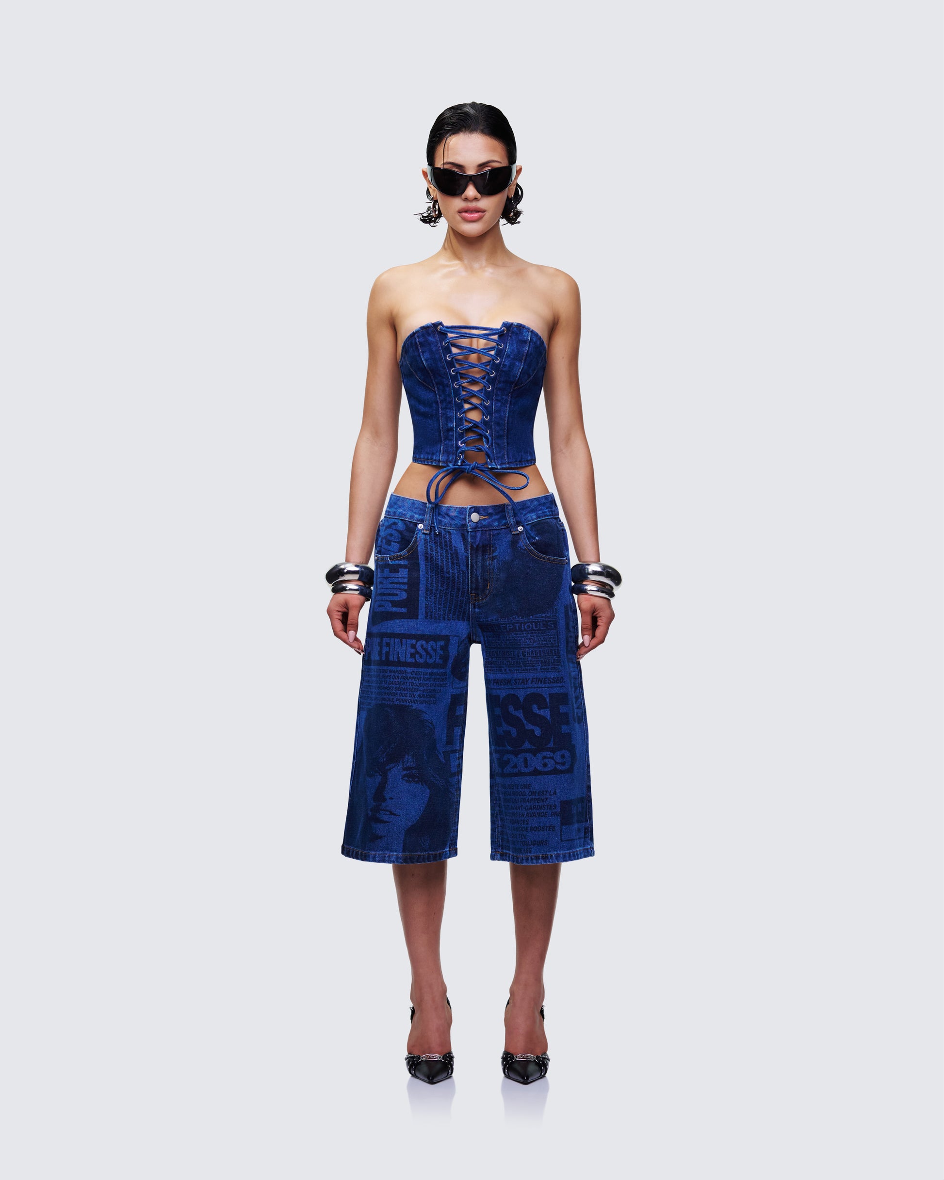 Electra Denim Set model front
