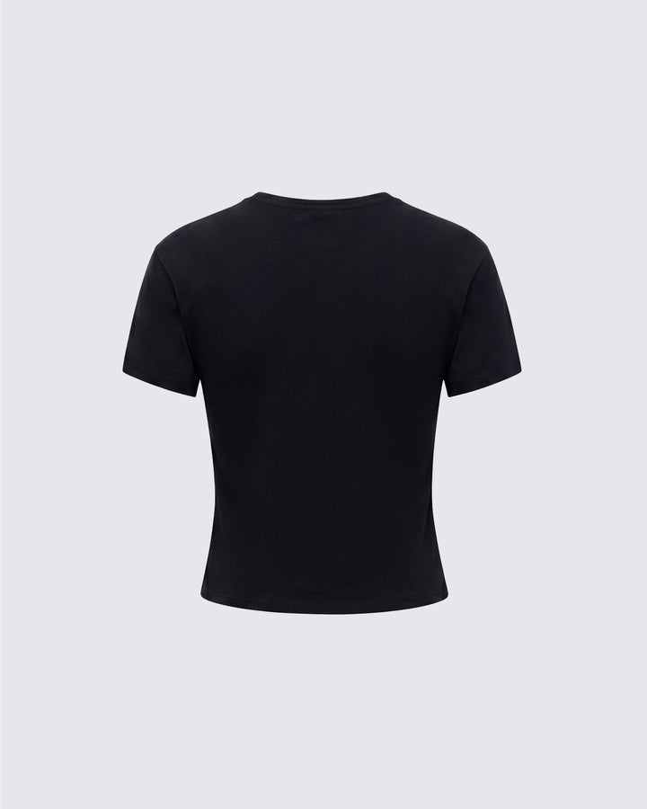 Eleni Black Slogan Classic Tee