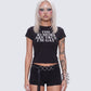 Eleni Black Slogan Classic Tee