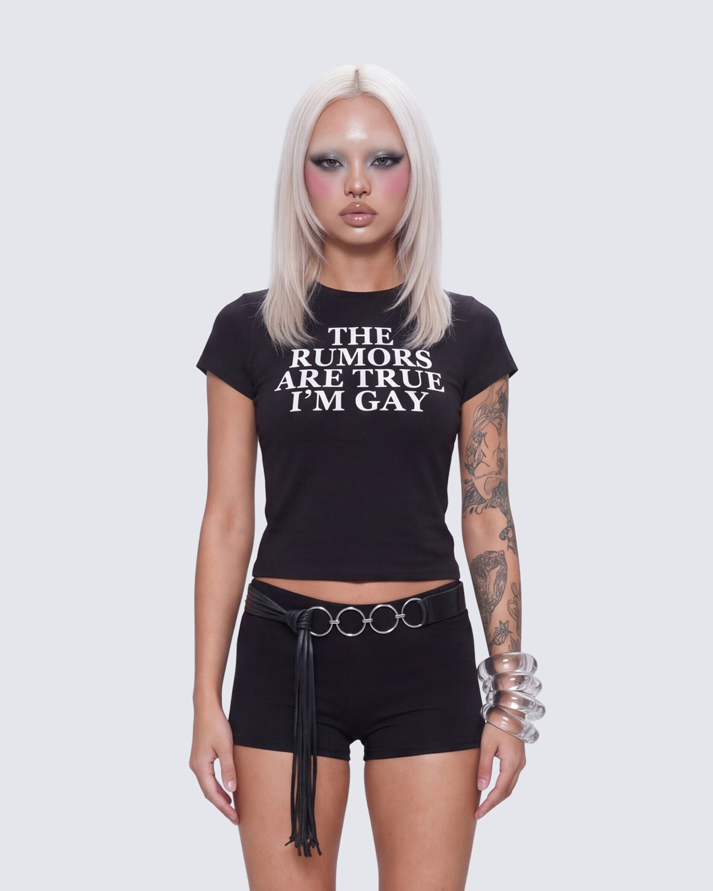 Eleni Black Slogan Classic Tee