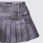 Elettra Grey Vegan Leather Mini Skirt
