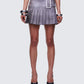 Elettra Grey Vegan Leather Mini Skirt model front
