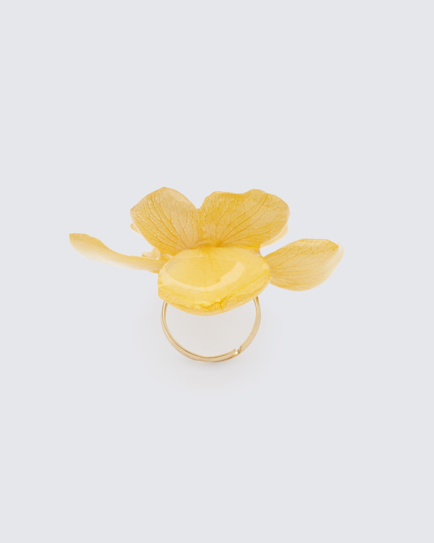 Elin Yellow Hydrangea Flower Adjustable Ring