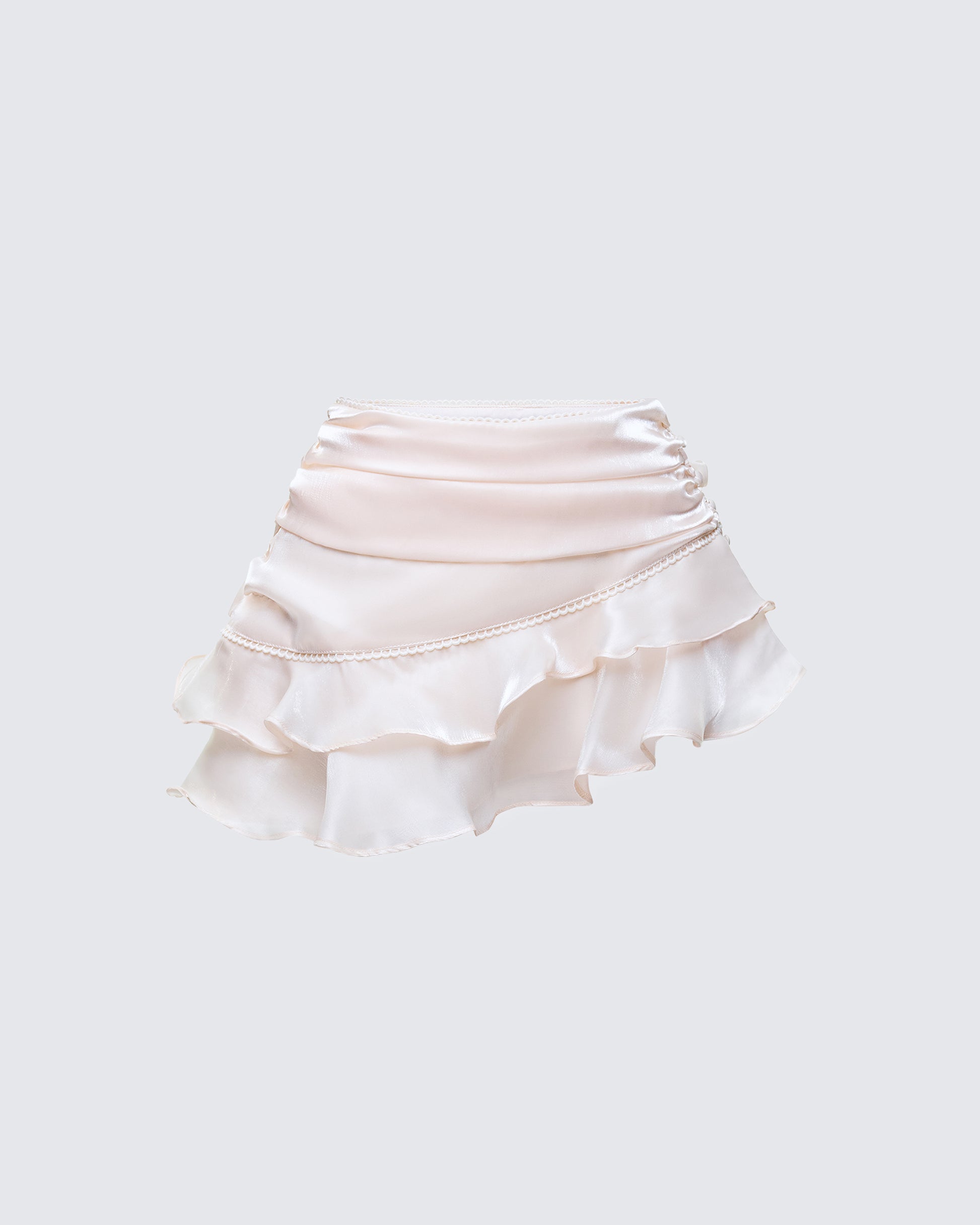 Elma Ivory Chiffon Ruffle Mini Skirt product front