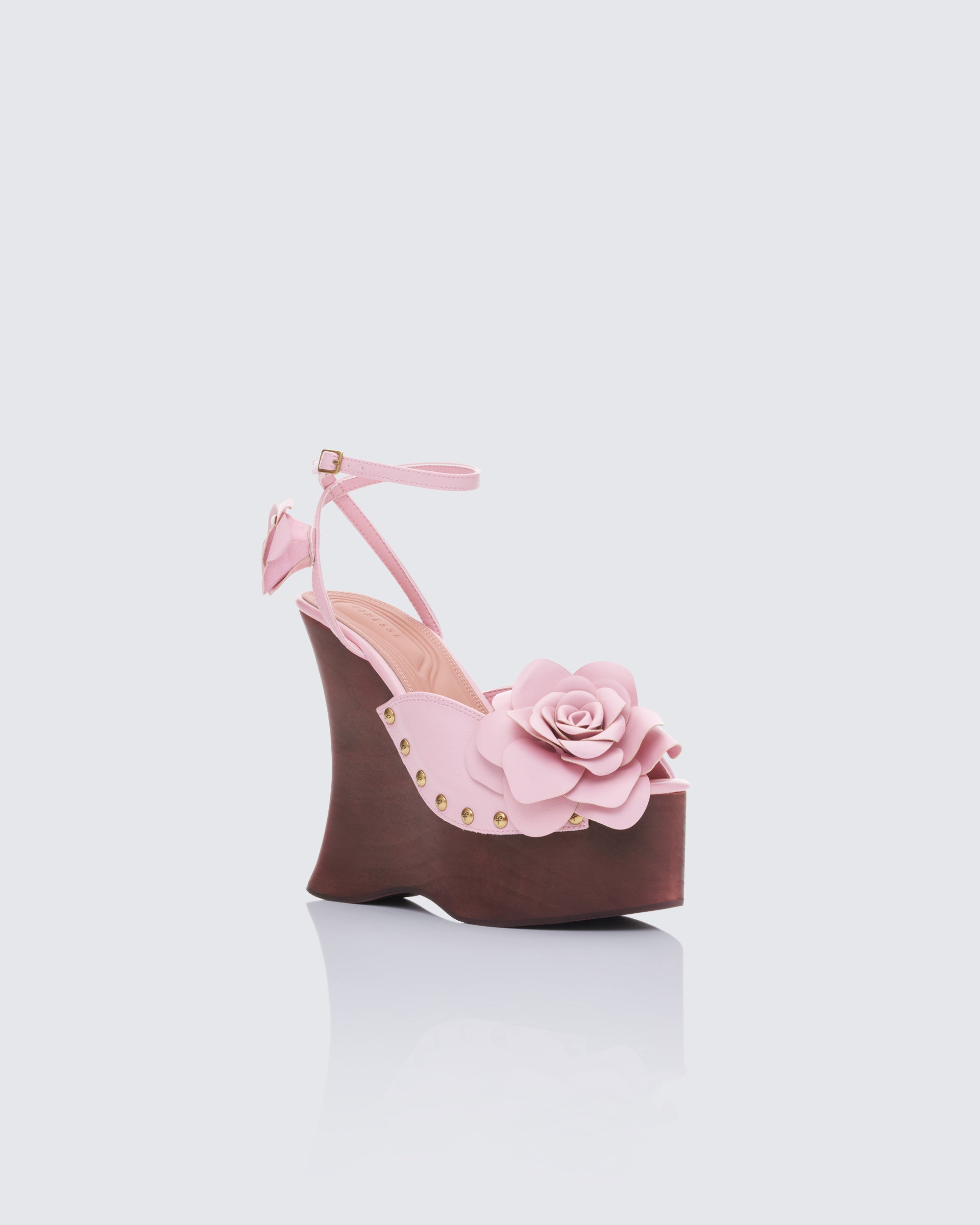 Pink Platform Wedges Corsage Detail Summer Heels – FINESSE