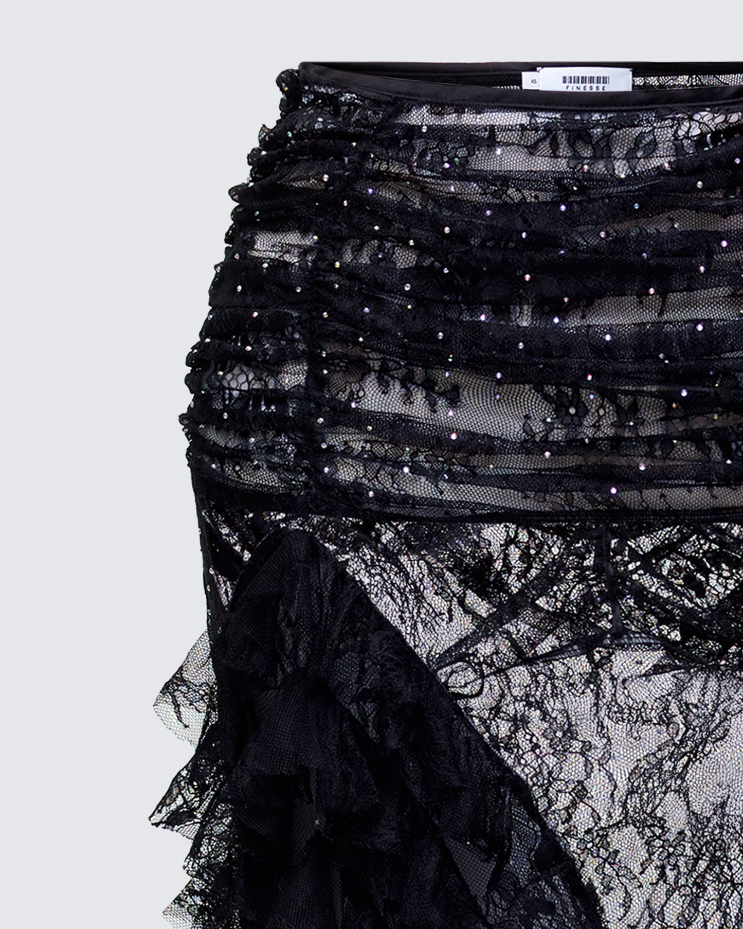 Elyra Black Lace Sheer Maxi Skirt